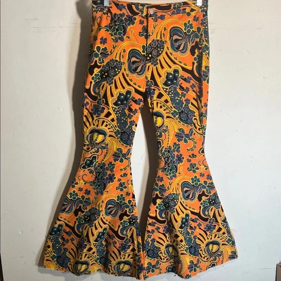 Free People Just Float On Printed Cord Flares Y2K